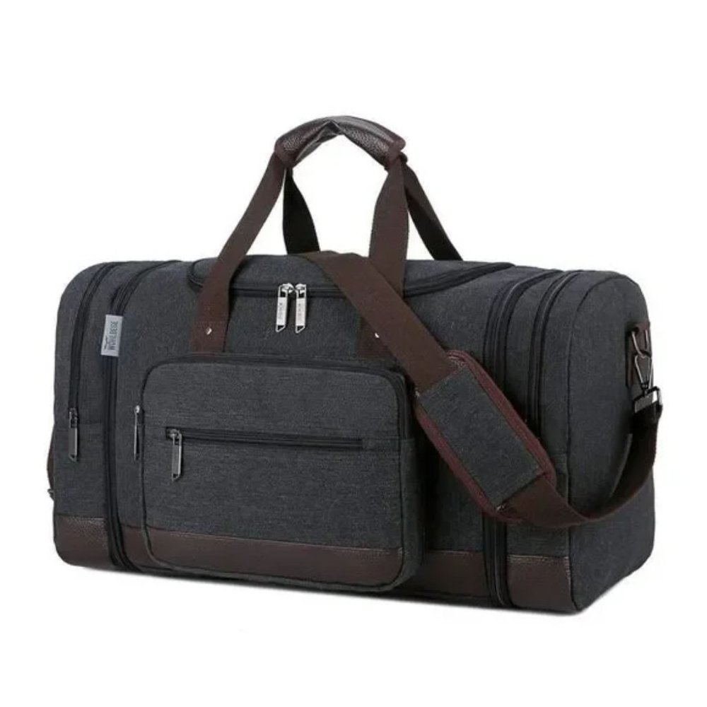 š
ŗNEW Canvas Travel Bag for Men Black - Picture 1 of 7